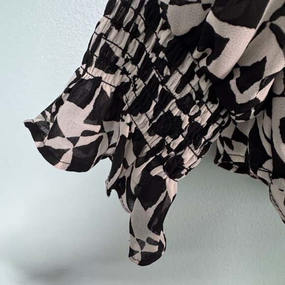 Vince Camuto Printed Puff-Sleeve Blouse - Size 1X – Black & White - 0134 - Picture 6 of 9